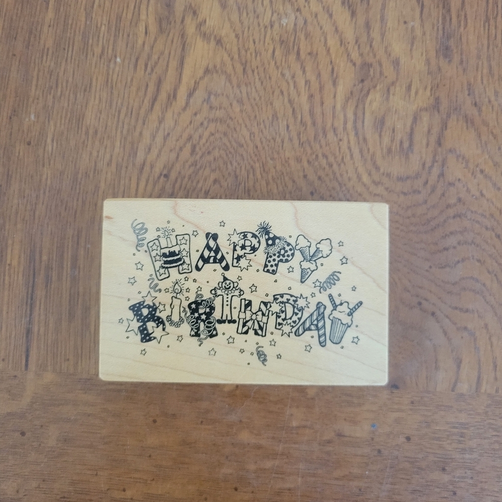 Happy Birthday Wooden Stamp